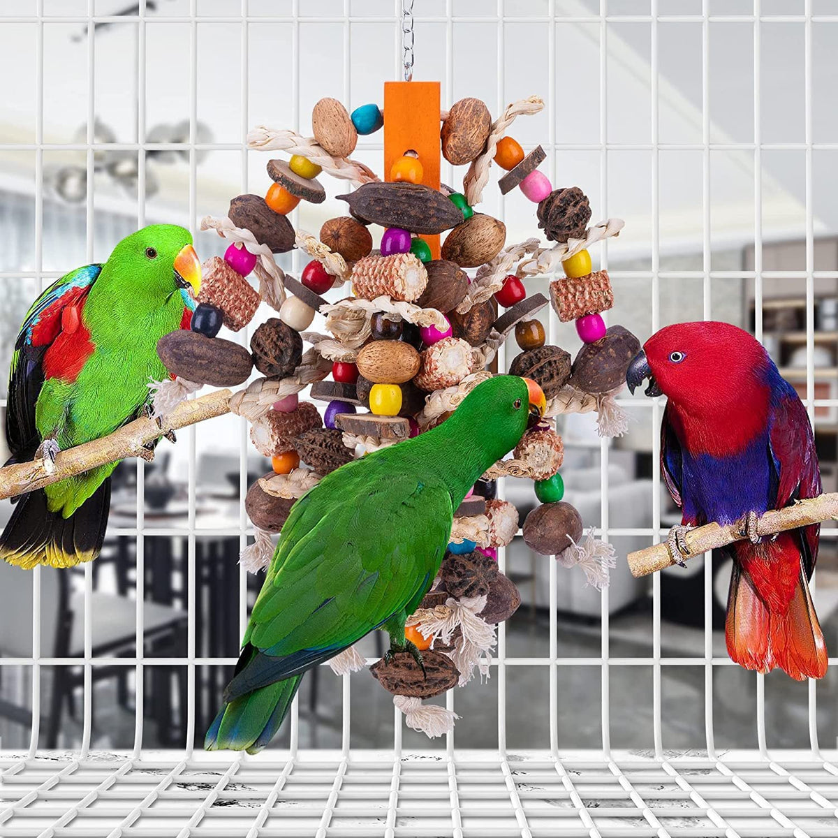 Wooden Fruit Skewer Chew Toy for Parrots