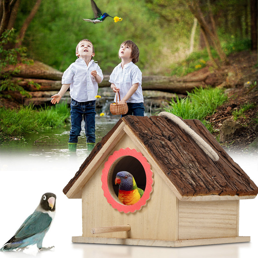 Wooden Outdoor Bird House & Nesting Box