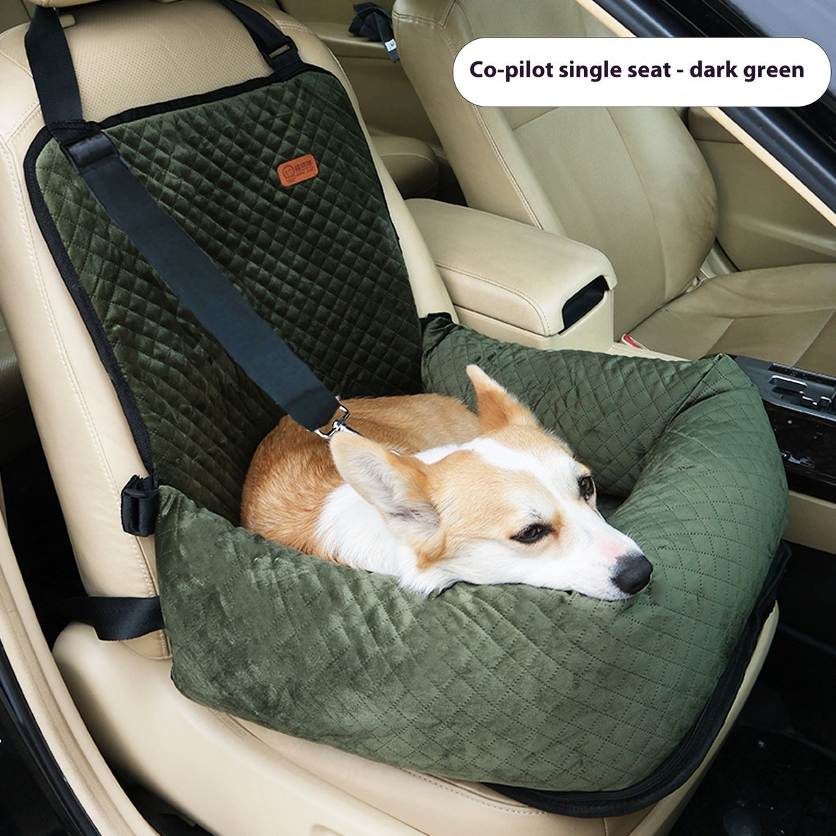 Quilted Pet Car Bed & Seat Cushion