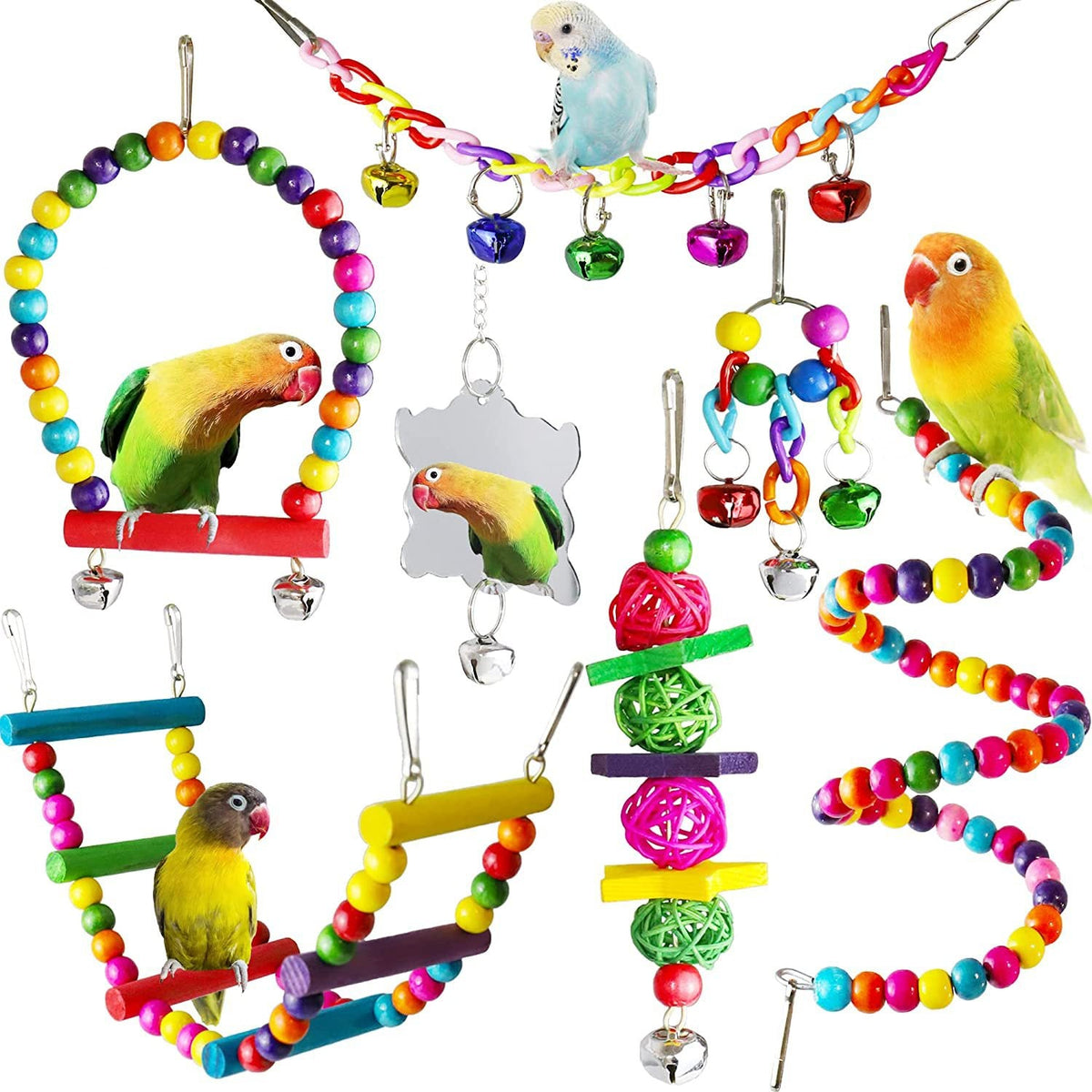 7-Piece Bird Cage Toy Set