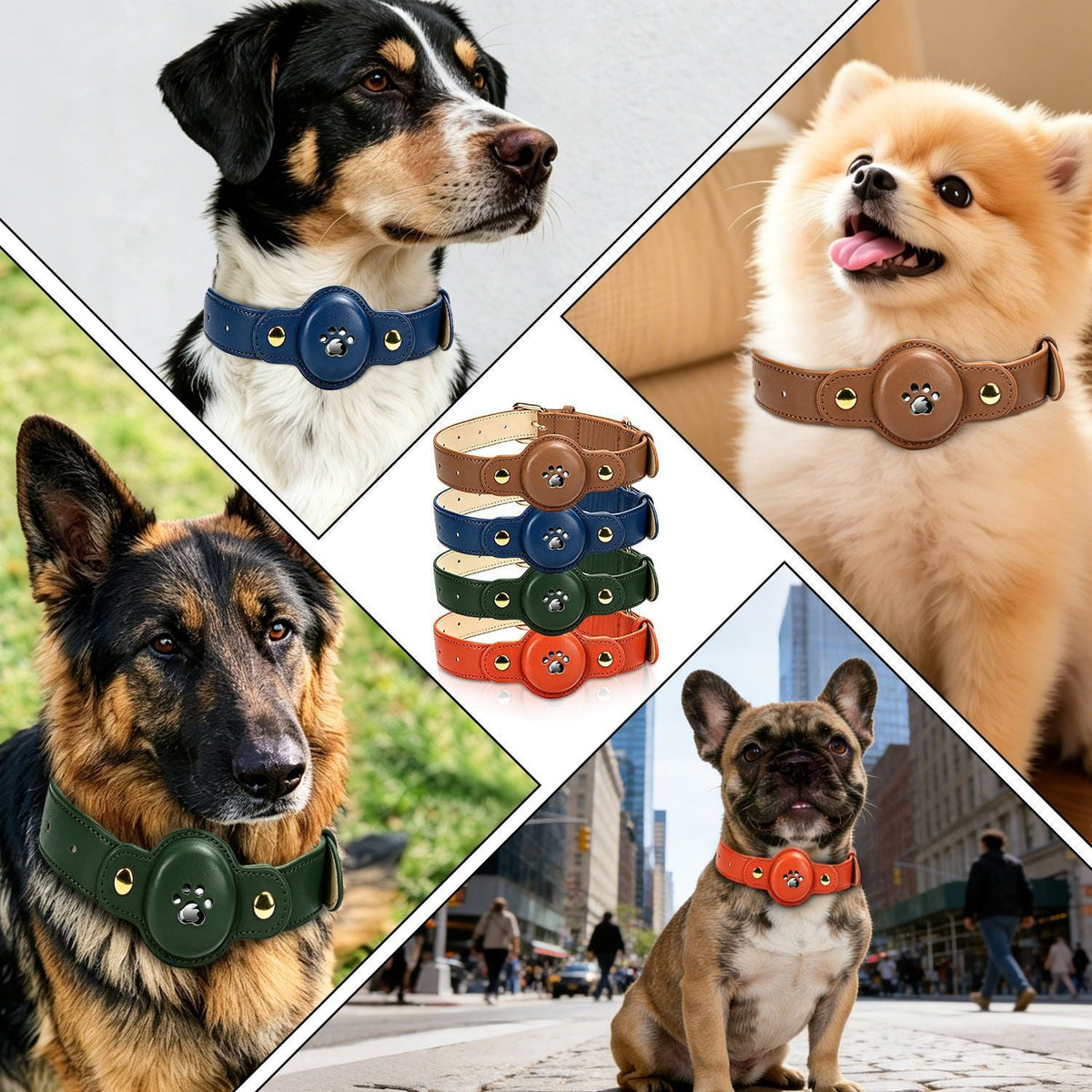 PU Leather AirTag Dog Collar