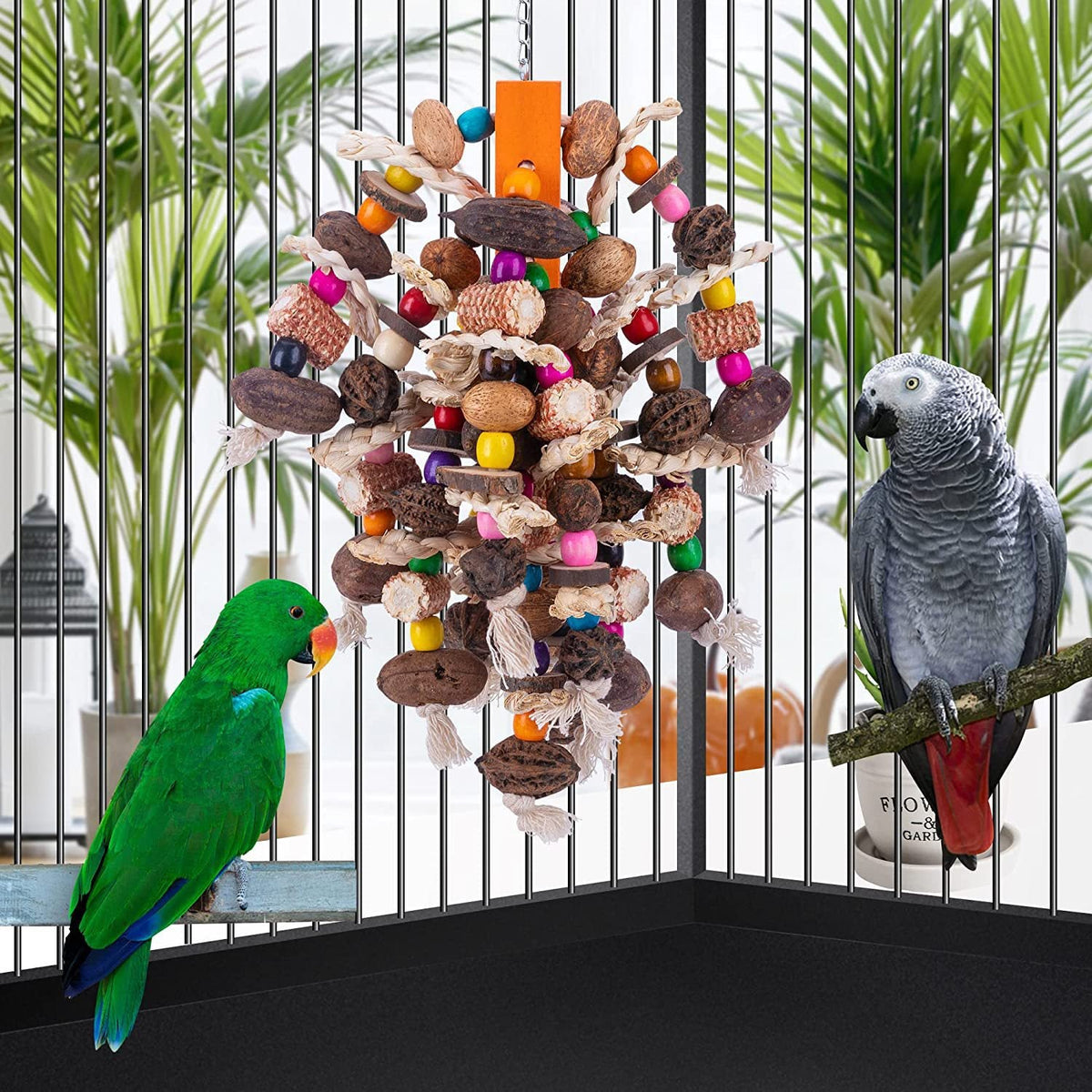 Wooden Fruit Skewer Chew Toy for Parrots