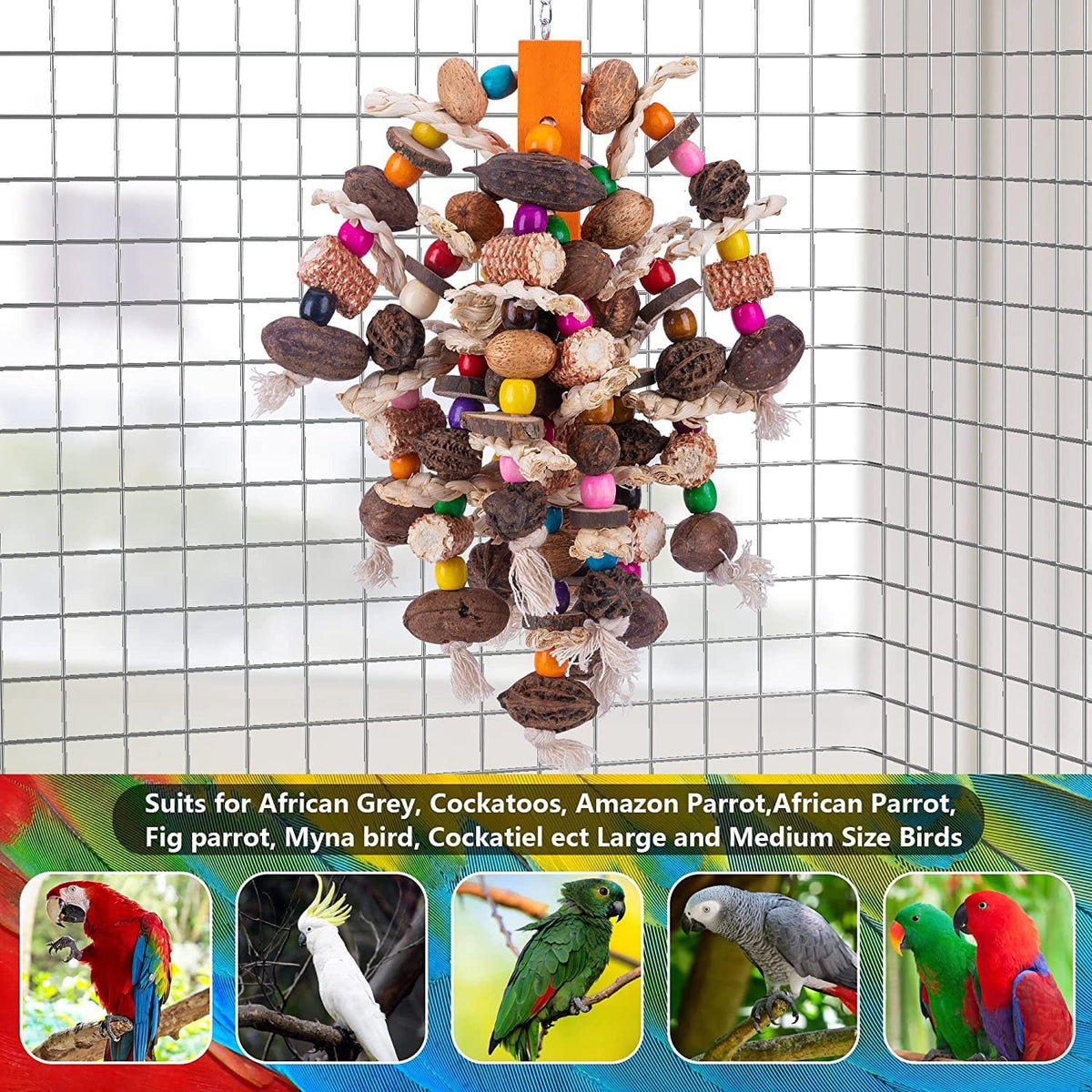 Wooden Fruit Skewer Chew Toy for Parrots