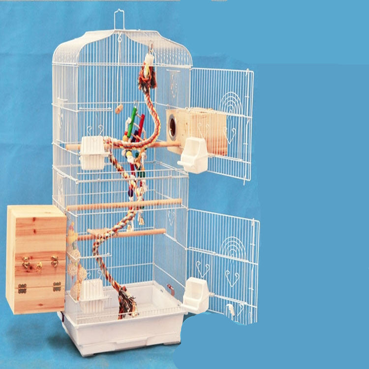 Portable Bird Cage with Perches & Feeding Cups