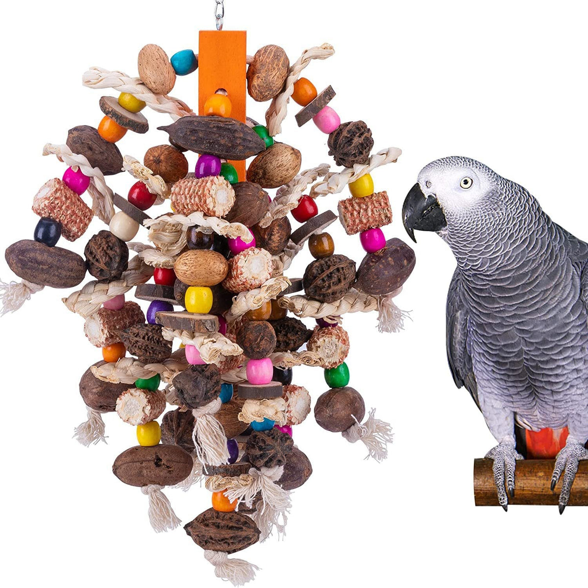 Wooden Fruit Skewer Chew Toy for Parrots