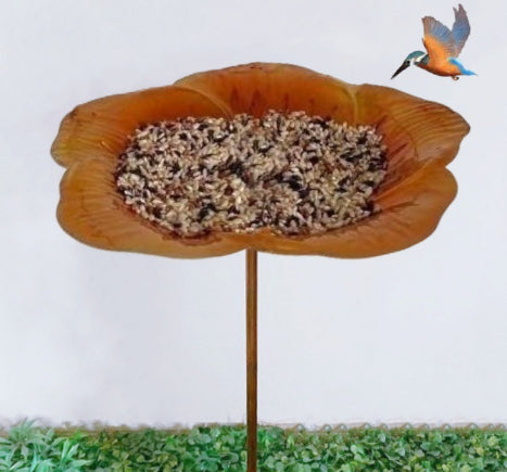 Metal Flower Bird Feeder with Shepherd Hook