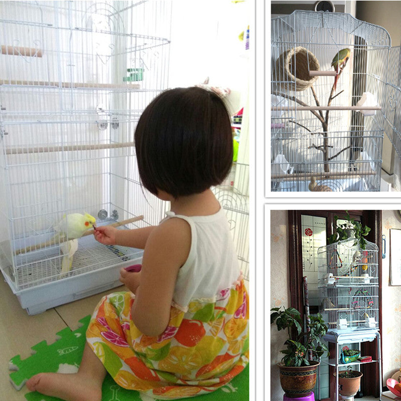Portable Bird Cage with Perches & Feeding Cups