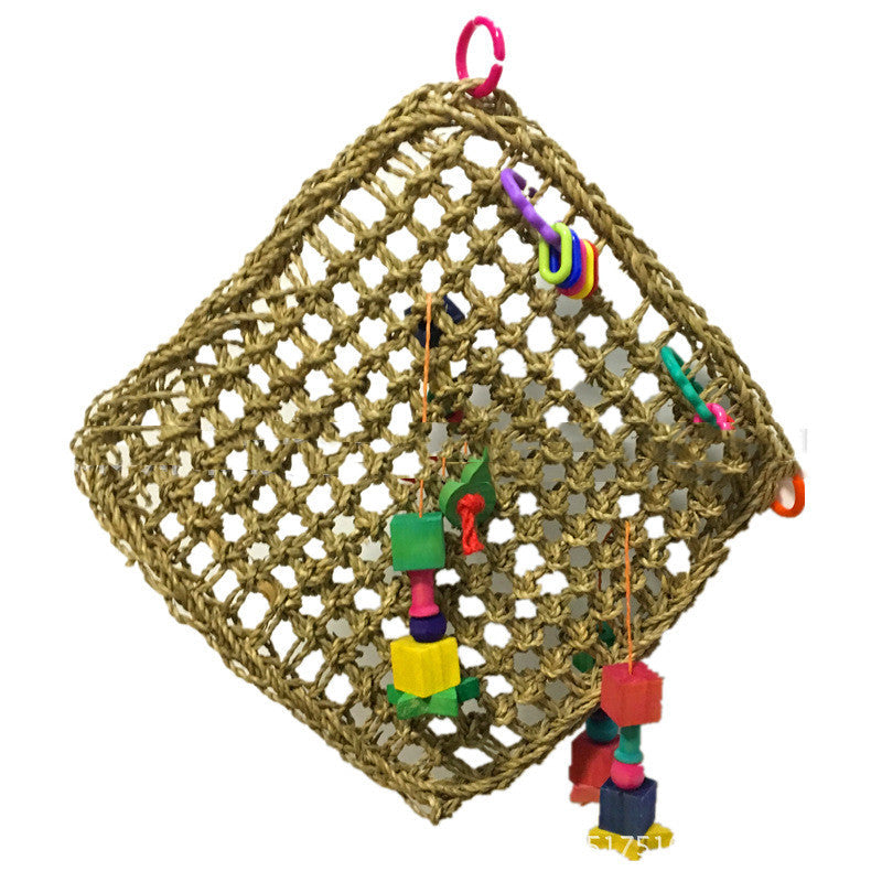 Woven Straw Parrot Hammock